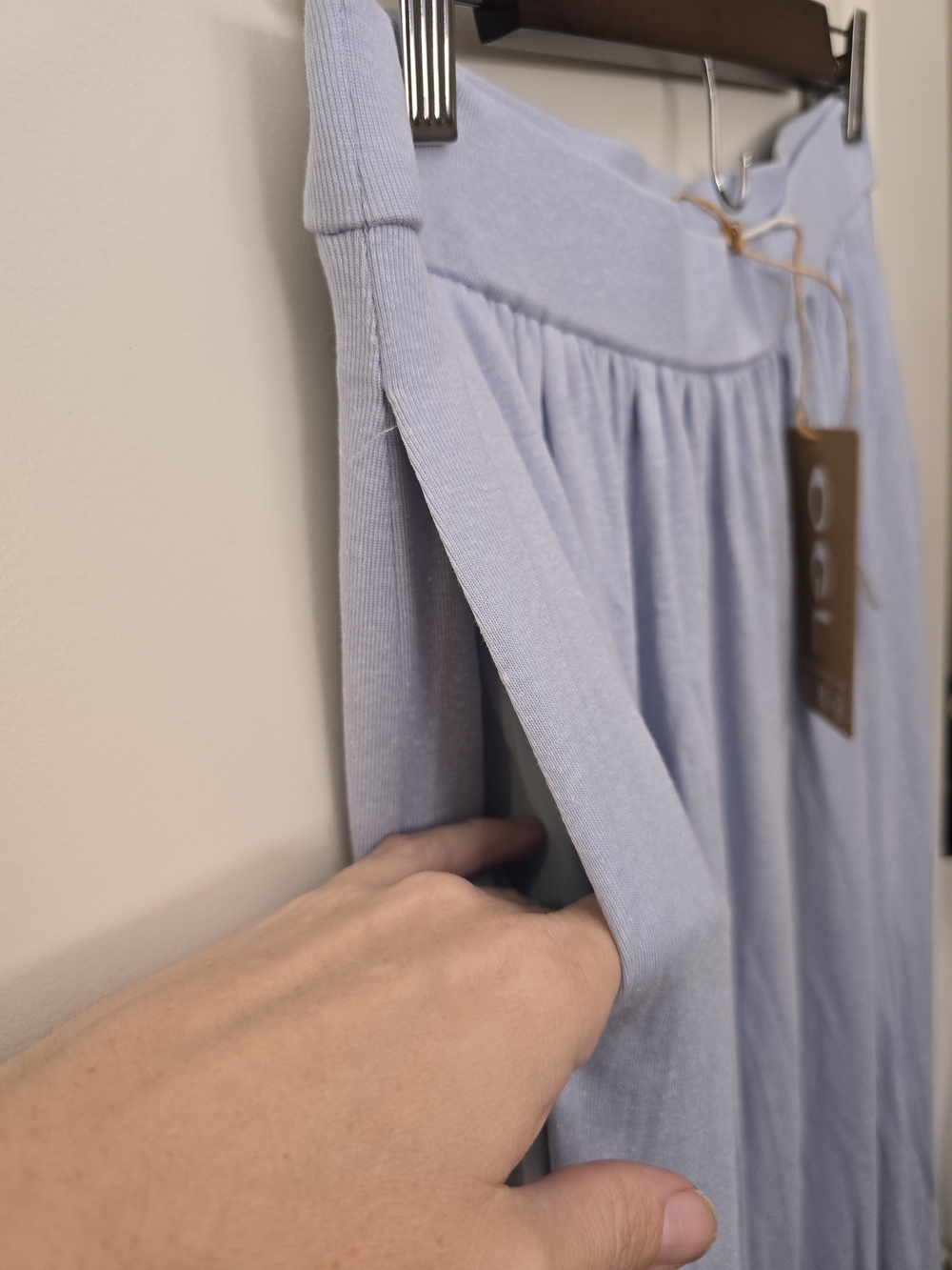 OGL Tencel-Linen 2Pcs Set Round Neck Top & A-Line Maxi Skirt with Pockets - Picture 9 of 16